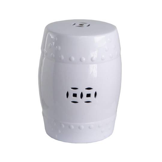 CHINESE GARDEN STOOL GLAZED WHITE